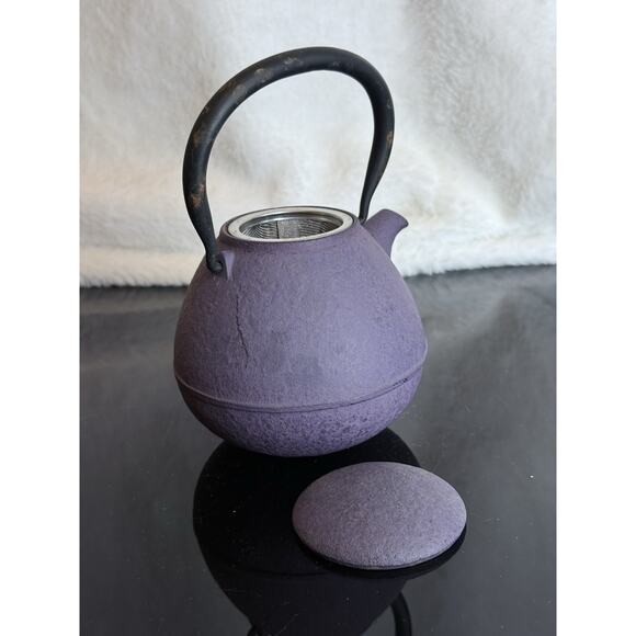 Roji NANBU IRON STUDIO Cast Iron Mini Teapot Black / Purple Tea Infuser 12 oz - Picture 4 of 9